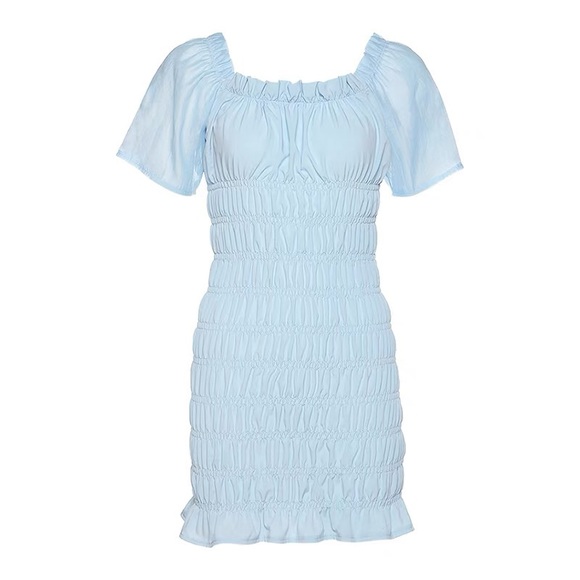 Baby blue elastic dress - Picture 3 of 4